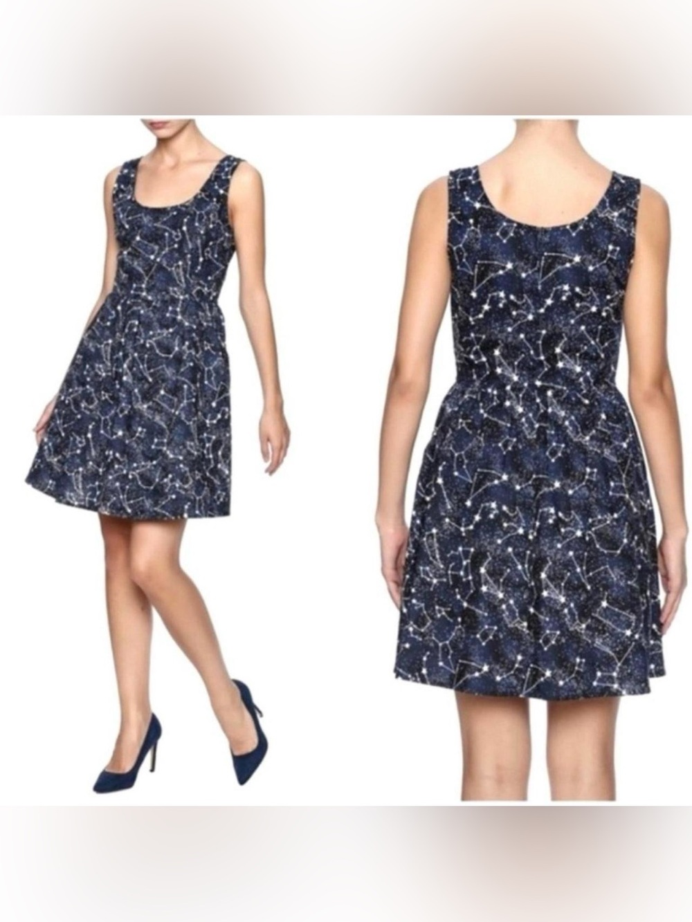 Retrolicious Navy Constellation Scoop Neck Mini Dress